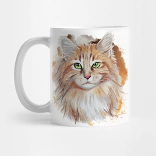 Watercolor Splash Beautiful Brown Cat Mug